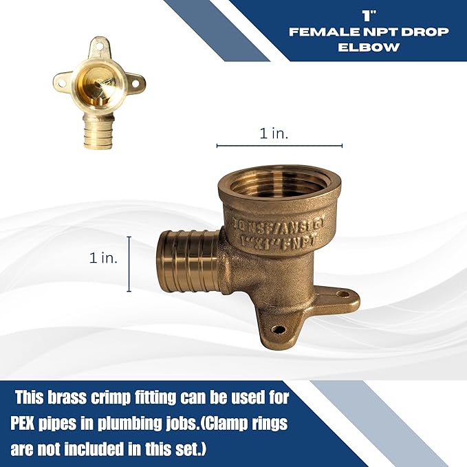 XFITTING 1 Inch Pex x 1 Inch Female NPT Drop Ear Elbow, 2 Pieces