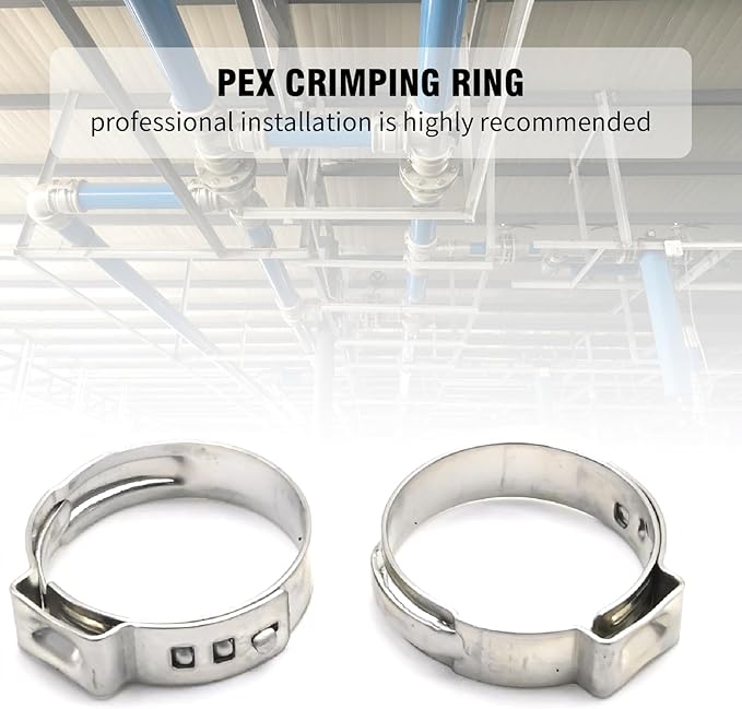 EATAKWARD 3/4 Inch Pex Crimp Ring, 50 Pack Pex Fitting Clamps Pinch Ring, 304 Stainless Steel Clamps Pinch Ring for PEX Tubing Fittings Connection