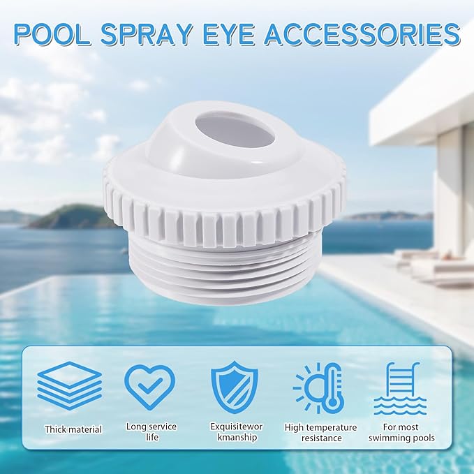 hongbo 4Pcs Pool Jet Nozzles for Hayward SP1419D, 3/4" Adjustable Opening Rotating Eyeball, Directional Flow Eyeball Inlet Jet with 1-1/2 Inch MIP Thread, Swimming Pool Return Jet Bathtub spa Jet