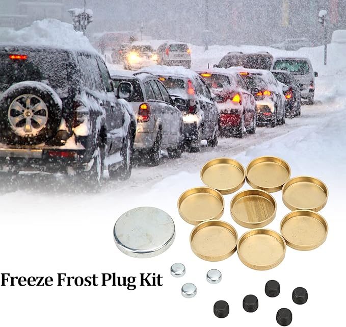 Engine Freeze Plug Kit Brass Freeze Frost Expansion Plug Parts MPE-100BR Compatible with Chevy Small Block 283ci 305ci 327ci 350ci 1957-1997