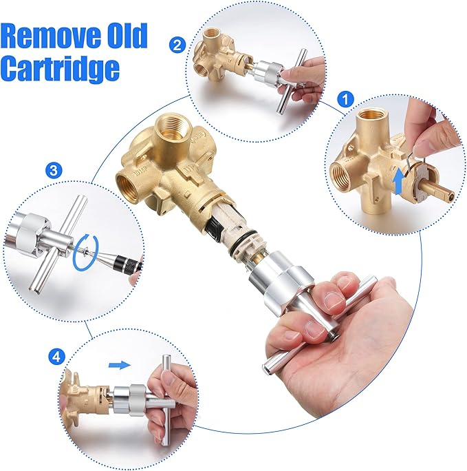 Enhon 1 Pack 1222 Replacement Cartridge Compatible with Moen with Puller, Tub Shower Cartridge Replacement Kit Compatible with Posi temp Faucet, Shower Repair Tool