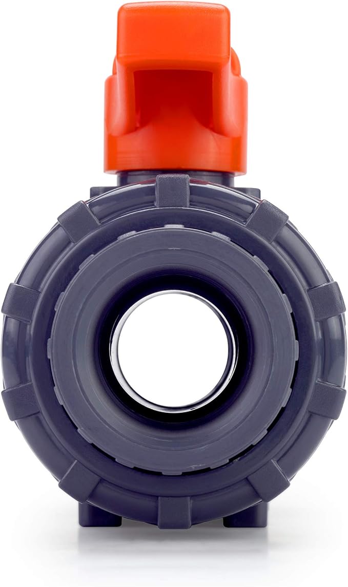 HYDROSEAL Kaplan 1” PVC True Union Ball Valve Threaded (NPT) with Full Port, ASTM F1970, EPDM O-Rings and Reversible PTFE Seats (1'')