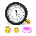 MEANLIN MEASURE 0~60Psi Stainless Steel 1/4" NPT 2.5" FACE DIAL Liquid Filled Pressure Gauge, Lower Mount (with Rubber Protective Sleeve), with 1/2" NPT and 3/8" NPT Hex Bushing