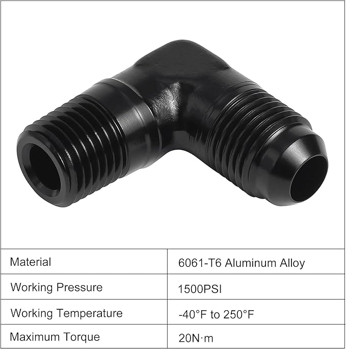 EVIL ENERGY 6AN to 1/4" NPT Male 90 Degree Fitting Adapter Aluminum 2PCS