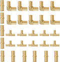 (Pack of 30) 3/4" PEX Fittings,90 Degree Elbow (10 PCS) + Tee (10 PCS) + Straight Coupling (10 PCS),Pex Brass Crimp Fitting Combo for PEX Pipe Tubing Connection,ASTM F1807