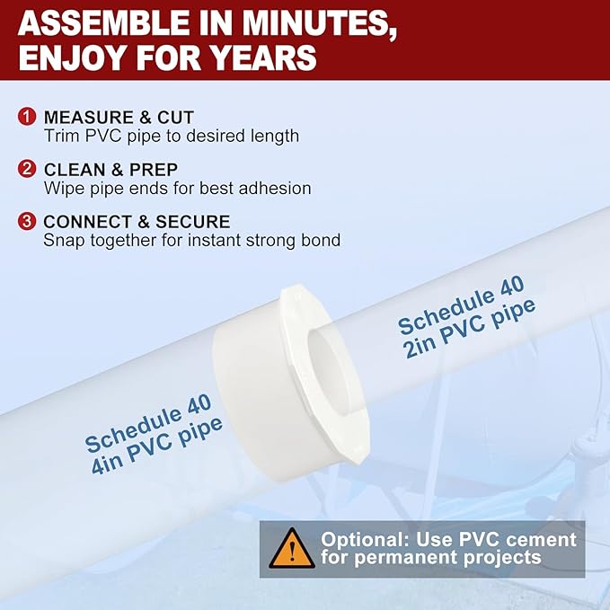 6Pcs 4" x 2" PVC Reducer Bushing Fitting, SCH40 (Spigot x Socket) Furniture Grade PVC Pipe Fitting, Reducer Bush Adapter for Home Sewer Plumbing, Industrial, Pipe Connection, White