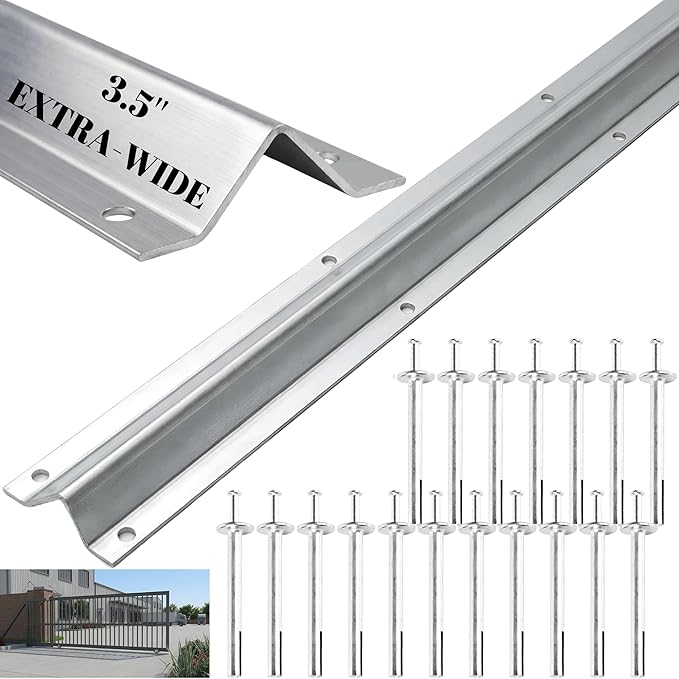 4 FT Heavy Duty Extra Wide V-Track (4FT×1), Compatible with 4" & 6" Large V-Groove Rollers for Smooth Sliding Without Hitting Anchor Bolts Includes Hammer Drive in Anchors for Sliding Gates Driveway