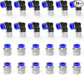 Nickel-plated Iron 1/4"Tube OD x 1/4"NPT 24Packs Quick Release Connectors Elbow and Straight Combination Thread Push to Connect Tube Fittings Kits