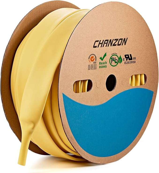 Chanzon 3:1 Ratio - 80ft Roll - Heat Shrink Tubing 1-1/4" (30mm) - Marine Grade Waterproof Adhesive Lined - (25M Total Length) Yellow Polyolefin Sleeving Wrap Shrinking 3 to 1 Ratio 1pcs