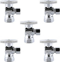 (5-Pack) Cyrret Angle Stop Shut off Valve 1/4 Quarter Turn 1/2-Inch FIP Inlet X 3/8-Inch OD Outlet, No Lead Brass Chromed, CUPC NSF AB1953 Approved