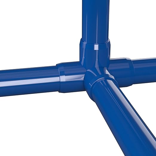 FORMUFIT 1-1/4” 4-Way Tee Furniture Grade PVC Fitting in Blue, Made in USA, UV-Resistant, Impact-Proof, 1.660” Actual Socket Diameter (Pack of 4) - F1144WT-BL-4