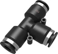 Utah Pneumatic 3/8 Push To Connect Fittings Tee Air Line Fittings Quick Connect Air Hose Pneumatic Fittings(3/8 Inch Tee 10 Pack)