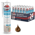 Kraken Bond Brown Silicone Sealant Waterproof% 100-10 fl oz Cartridge - RTV Silicone Caulk Kitchen and Bathroom, All Purpose, Window Caulking Sealant Outdoor, RV, Exterior Use Silicon - 24 Pack