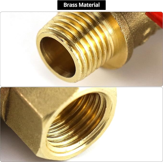 QWORK Ball Valve 10 Pack, 1/4" Heavy Duty Brass Ball Valve Shut Off Switch, 1/4" Male x Female NPT Thread Pipe Fitting Air Compressor Shut Off Valve
