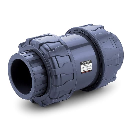 HYDROSEAL Sharkfellow 2’’ PVC True Union Ball Check Valve with Full Port, ASTM F1970, with EPDM Seals, Corrosion-Free, Service Free, Rated at 200 PSI @73F, Gray, 2 inch Socket (2'')