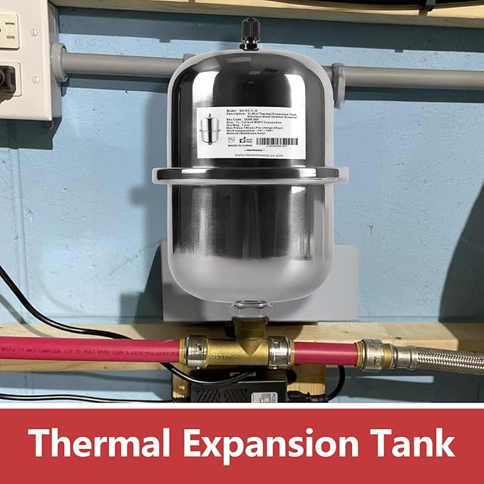 EFIELD 10-Gallon Capacity Stainless Steel Expansion Tank (1 L), Hammer Arrestor with 1/2 Inch Threaded for Tankless Water Heater, Water Dispensing/Beverage Appliances (TANK005)