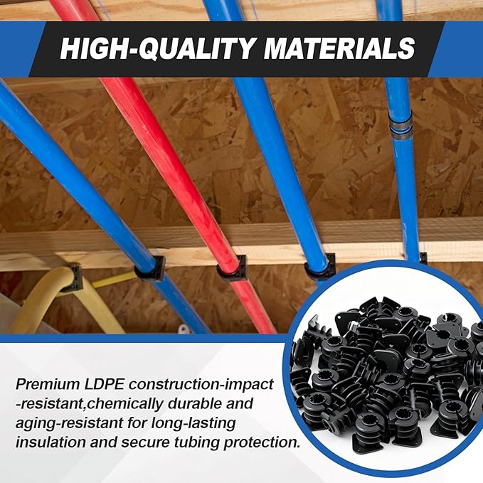 50 Pcs 1/2 Inch Thru Stud Isolation Clamp Durable Pipe Supports for PEX, Copper, Wood, CPVC Pipe Applications Sturdy Plastic Clamp for Long-lasting Reliability