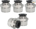 MECCANIXITY 5 Pcs NPT Push to Connect Air Fittings, Male Straight 3/8" Tube OD x 1/2" NPT Thread Air Quick Connector Coupling Adapter for Gas Hose Pneumatic Tools, Black