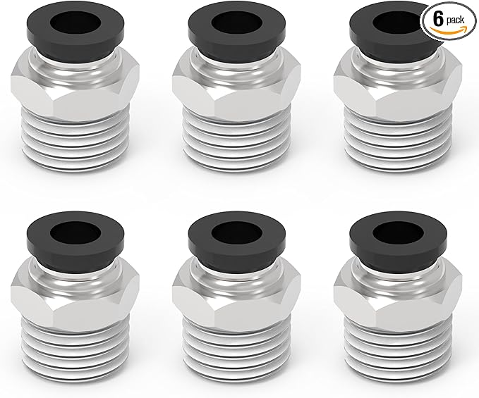6Packs 3/8" OD Tube x 1/2" NPT Thread Straight Push to Connect Fittings,Pneumatic Male Quick Connect Air Line Hose Fittings Accessories