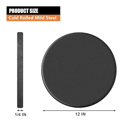 1/4 Round Steel Plate Base 12 inch Diameter, A36 Steel Plates Sheet Hot Rolled Weldable Circle (1 Pack)