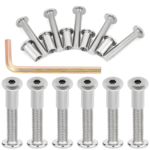 100 PCS Silver M8x50mm Furniture Screws - Ideal for Large Shed Construction Garage Workbench Assembly & Garden Fence Post Brackets
