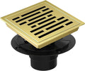 6 Inch Square Shower Floor Drain, Shower Drain Kit with Flange, Square Shower Drain, SUS 304 Stainless Steel Floor Drain,Brushed Gold