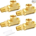GASHER 4PCS Brass Tee Pipe Fittings, 1/8" NPT Female x 1/8" NPT Female x 1/8" NPT Male Pipe Fittings, Male Run Tee