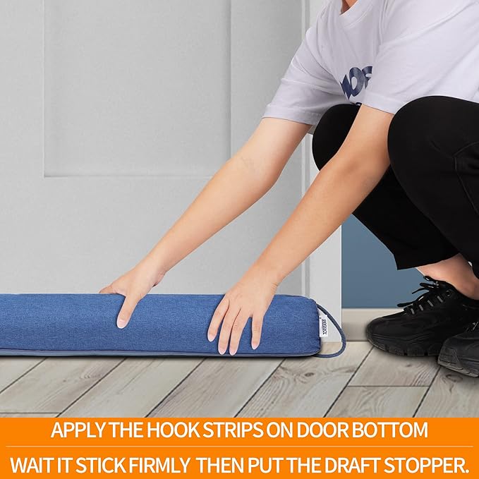 TORRAMI 38" Door Draft Stopper Under Bottom Insulation Noise Air Stopper 2.3LB,Draft Guard Seal for Doors and Windows - Blue Triangle