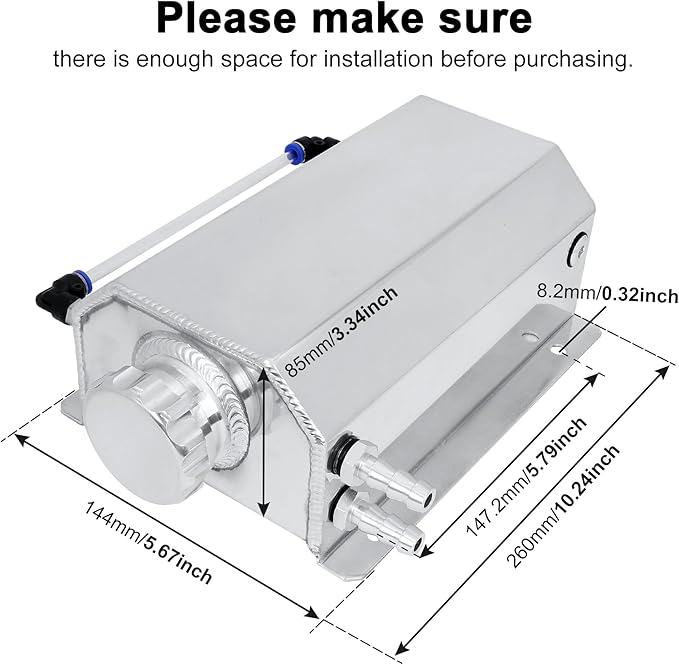 EVIL ENERGY Radiator Coolant Overflow Tank, Coolant Recovery Tank Aluminum 2L Silver