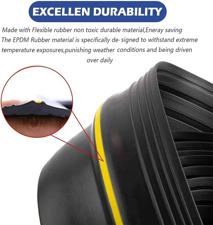 ToLanbbt 10Ft/3M Universal Garage Door Rubber Threshold Strip with 300ml Black Adhesive/Sealant, Weatherproof Seal Strip DIY Weather Stripping Replacement (Black+Yellow)
