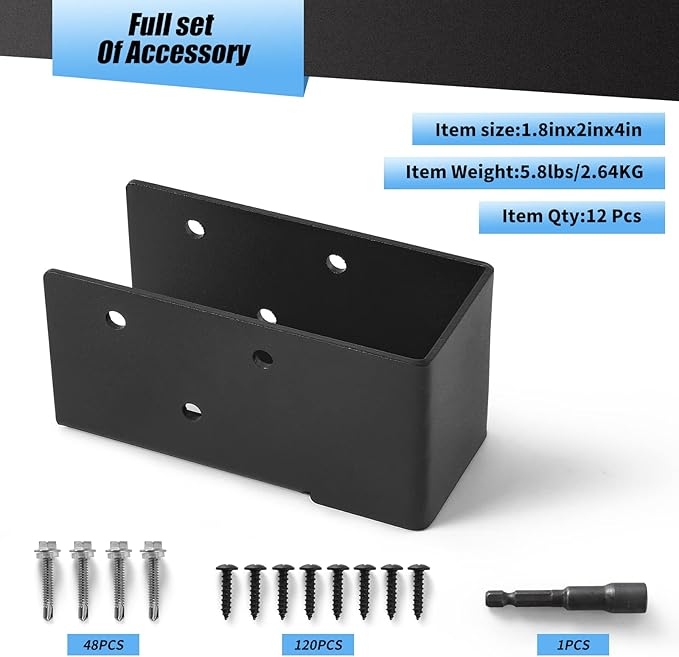 Concealed Joist Hangers, 12 Pcs of 2"x4" Outdoor Trim Concealed Flanges, Q235B Steel Powder Coated Concealed Mount Joist Hangers for 2"x4" Beam Swing…