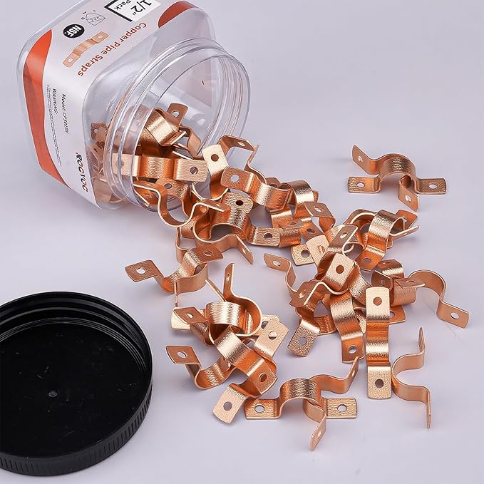 Plumbing Copper Pipe Straps, 50-Pcs 1/2 inch 2-Hole Pipe Clamp Mount Support