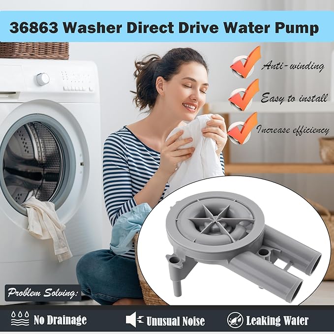201566P Washer Drain Pump - 36863 Compatible For Maytag Washing Direct Drive Water Pump Replaces 27001036 27001233 200937 34550
