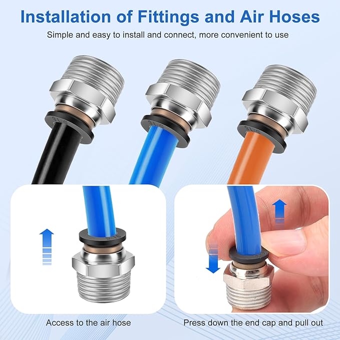 10 Pcs Push-to-Connect Fittings 5/16 Inch Tube OD x 3/8 Inch NPT Thread Pneumatic Male Straight Quick Connect Air line fittings