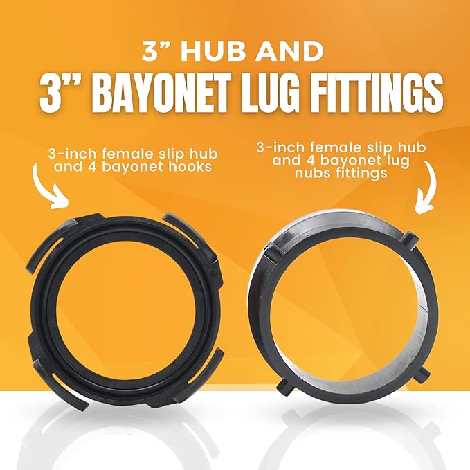 2 x Combo Pack RV Sewer Hose Fitting Adapter - PVC Connection & Termination Adapter - 3" Hub x Bayonet Hooks