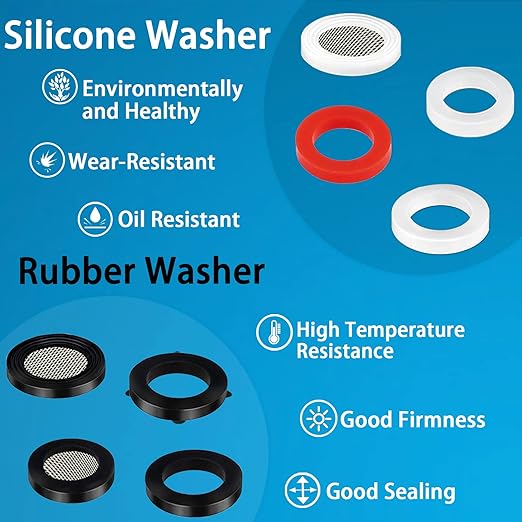 129 PCS Garden Hose Washers Shower Head Gaskets with Screen Filter,Silicone Rubber Washer for 3/4,1/2 Inch Water Fittings Plumbing Shower Hose Splitter Washing Machine Rv Faucet