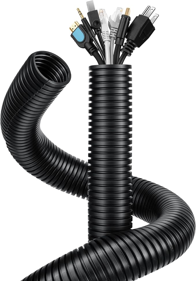 Wire Loom 1 inch 13ft, YCLYC Split Loom, Outdoor Cord Protector, Flexible Wire Conduit Automotive, Wire Protector Tubing, Black