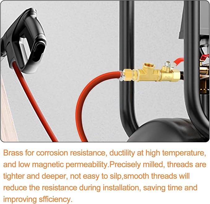 GASHER 1PCS Brass Tee Pipe Fittings, 3/4" NPT Female x 3/4" NPT Female x 3/4" NPT Male Pipe Fittings, Male Run Tee