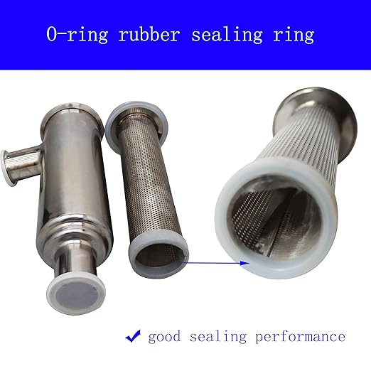 TECHTONGDA Water Filter Strainer L-Type 304 Stainless Steel 2inch Inlet Outlet 100 Mesh Quick Tri Clamp 17.7inch Length