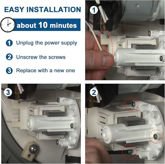 NEW A00126401 bpx1-90e Drain Pump Assembly Fit for Frigidaire Ken-more Cro-sley Dishwasher by AMI PARTS Replaces AP5690431 5304492415 PS8689824 154736201