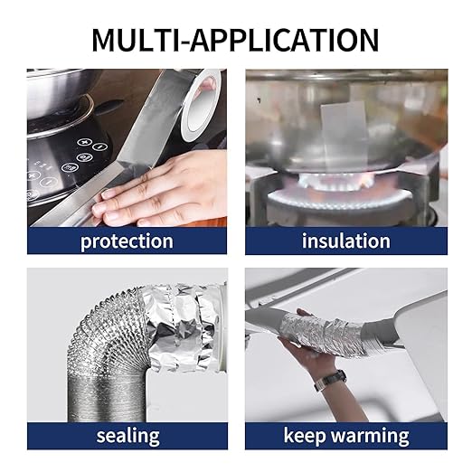 TAPEBEAR 6 Rolls Aluminum Foil Tape, Aluminum Air Duct Tape, Withstand 80°C to 100°C, Heat Resistant Tape Insulation Tape for HVAC, Sealing & Patching, Metal Repair, 4inch x 50yard