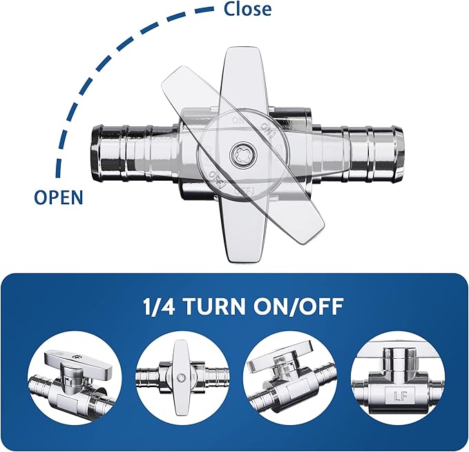 10 Pack Straight Shut Off Valve, 1/2" Pex x 1/2" Pex Straight Stop Valve, Quarter Turn Faucet Valve, Chrome