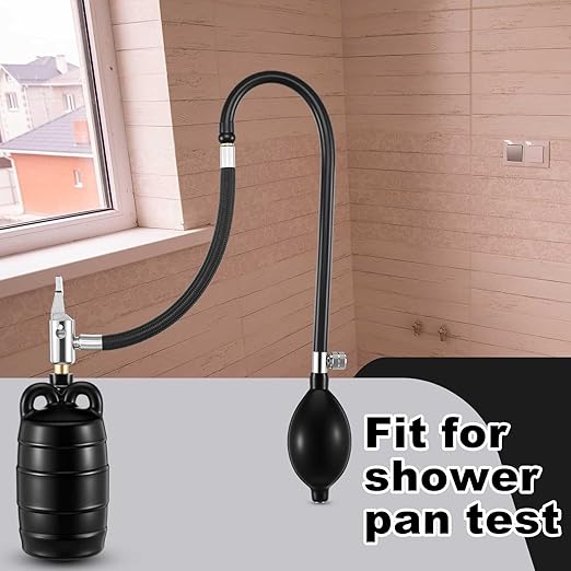 Nuanchu 2 Sets 2 Inch Test Plugs Inflatable Pipe Ball Plugs with Gas Tubes and Inflator Pumps, Black Rubber Pressure Test Balls for Toilet Drain Sewage Pipeline Inspection
