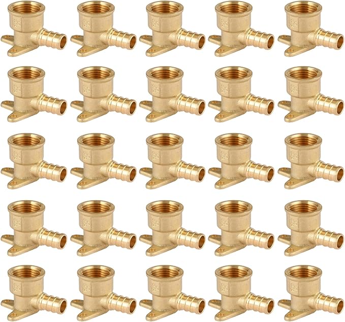 PEX Fitting 3/4" Drop Ear Elbow,25Pack Pex 3/4 Inch x 3/4 Inch Female NPT Drop Ear Elbow,PEX F1807 Crimp Brass Fittings(PEX1807169-25Pack)