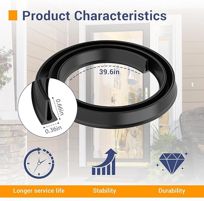 Storm Door Sweep Replacement – 2 Pack, Compatible with Larson & Pella Doors, 39.6" Black Vinyl Weather Seal for Bottom of Door, CH9030501 Model