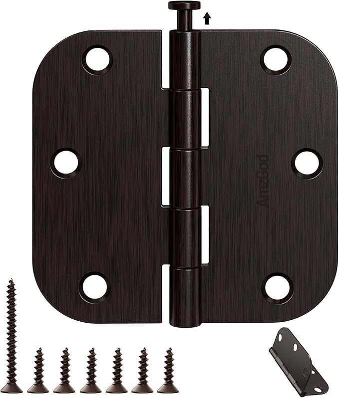 Door Hinges Oil Rubbed Bronze - 18 Pack Bronze Door Hinges 3.5 Inch Rounded Interior Door Hinge with 5/8" Radius - 3 1/2 Inch Door Hinge for Residential Standard Indoor Exterior Doors