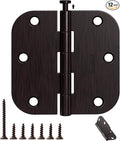 12 Pack Oil Rubbed Bronze Door Hinges 3.5" x 3 1/2 Inch - 5/8" Radius Corner Hinge Kit for Interior/Exterior Doors, Wooden Boxes & DIY Projects (Iron Hardware for Bedroom/Bifold/Chicken Coop)