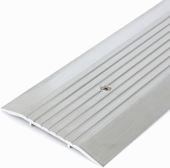 Door Threshold - Premium Low-Profile Corrugated Aluminum Door Saddle Flat Transition Door Saddle - ADA Wheelchair Compliance- Aluminum Mill Finish, 4" Wide x 72" Long