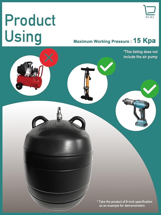 Inflatable Pipe Plug (Airbag) for Drainage Pipe & Sewer Pipe, Water Shut Off Tool with Accessories - Plumbing Tool for Pipe Repair, Closed Water Testing & Temporary Blocking (4 inch)