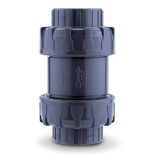 HYDROSEAL Sharkfellow 1 1/2’’ PVC True Union Ball Check Valve with Full Port, ASTM F1970, with EPDM Seals, Corrosion-Free, Service Free, Rated at 200 PSI @73F, Gray, 1 1/2 inch Socket (1 1/2'')